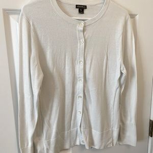 White cotton/nylon cardigan sweater